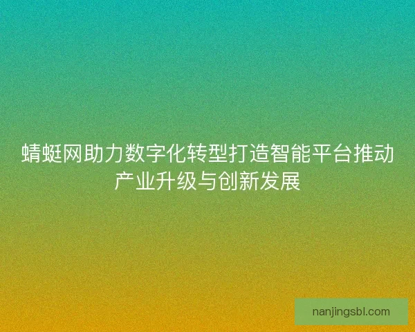 蜻蜓网助力数字化转型打造智能平台推动产业升级与创新发展
